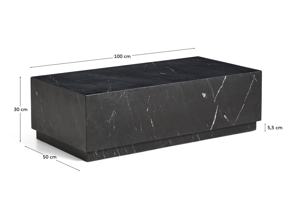Table basse Sorein en marbre noir 100 x 50 cm