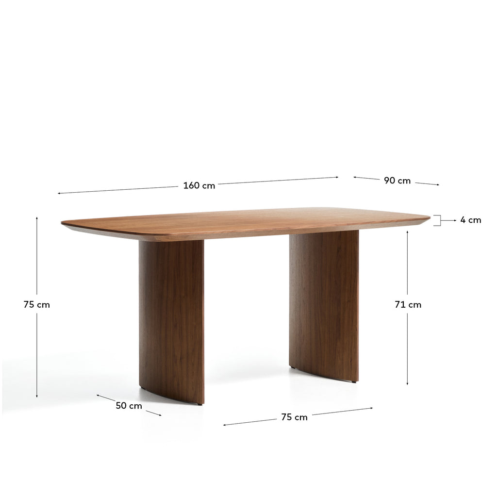 Litto table made from walnut veneer, 160 x 90 cm
