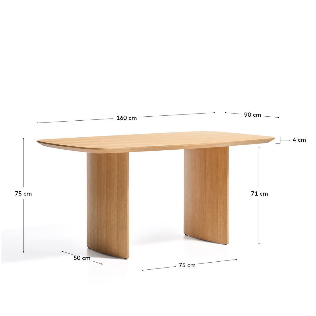 Litto table made from oak veneer, 160 x 90 cm
