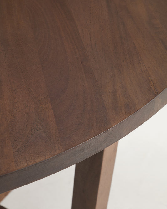 Nahla round table in solid mango wood with walnut finish Ø 90cm