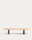 Table basse Pirita en travertin beige et pieds en bois de chêne avec finition foncée 147 x 65 cm FSC 100 %