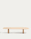 Table basse Pirita en travertin beige et pieds en bois de chêne avec finition ton naturel 147 x 65 cm FSC 100 %