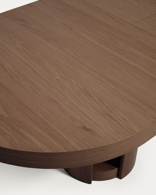 Artis extendable oval table in solid wood and oak veneer with a walnut finish, FSC 100%, 190 (240) x 100 cm