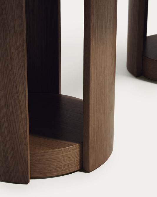 Artis extendable oval table in solid wood and oak veneer with a walnut finish, FSC 100%, 240 (290) x 110 cm