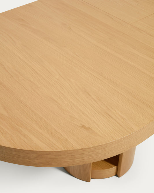 Artis extendable oval table in solid wood and oak veneer with a natural finish, FSC 100%, 240 (290) x 110 cm