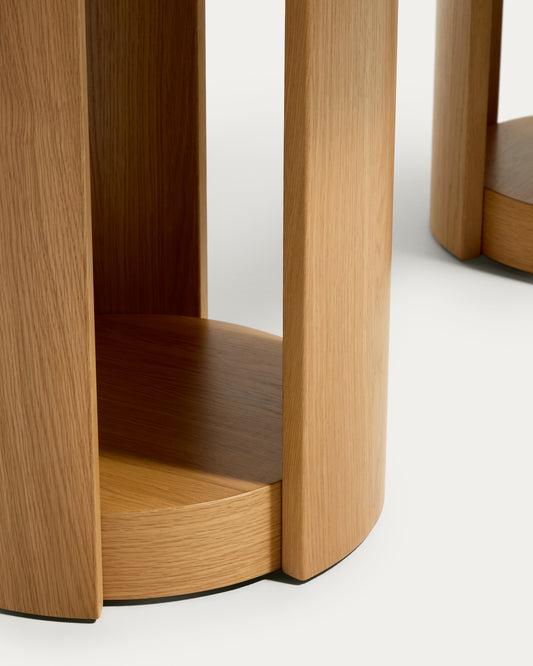 Artis extendable oval table in solid wood and oak veneer with a natural finish, FSC 100%, 240 (290) x 110 cm