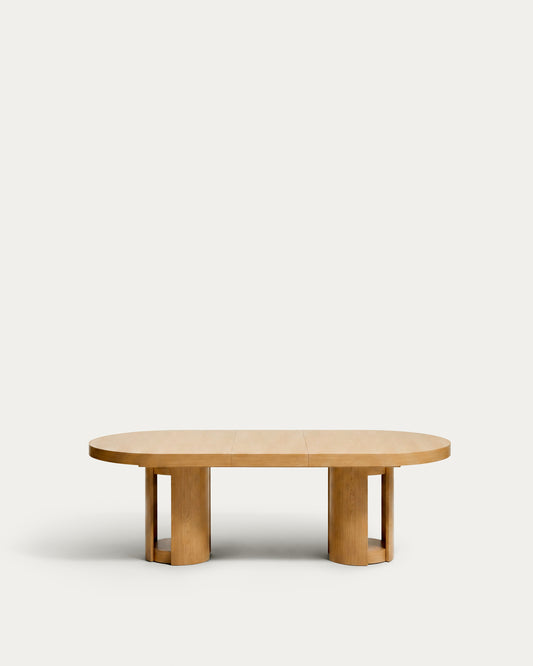 Artis extendable oval table in solid wood and oak veneer with a natural finish, FSC 100%, 240 (290) x 110 cm