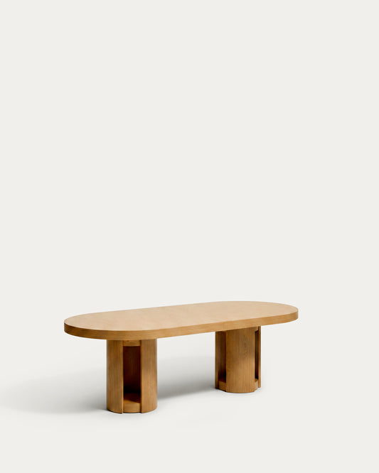 Artis extendable oval table in solid wood and oak veneer with a natural finish, FSC 100%, 240 (290) x 110 cm