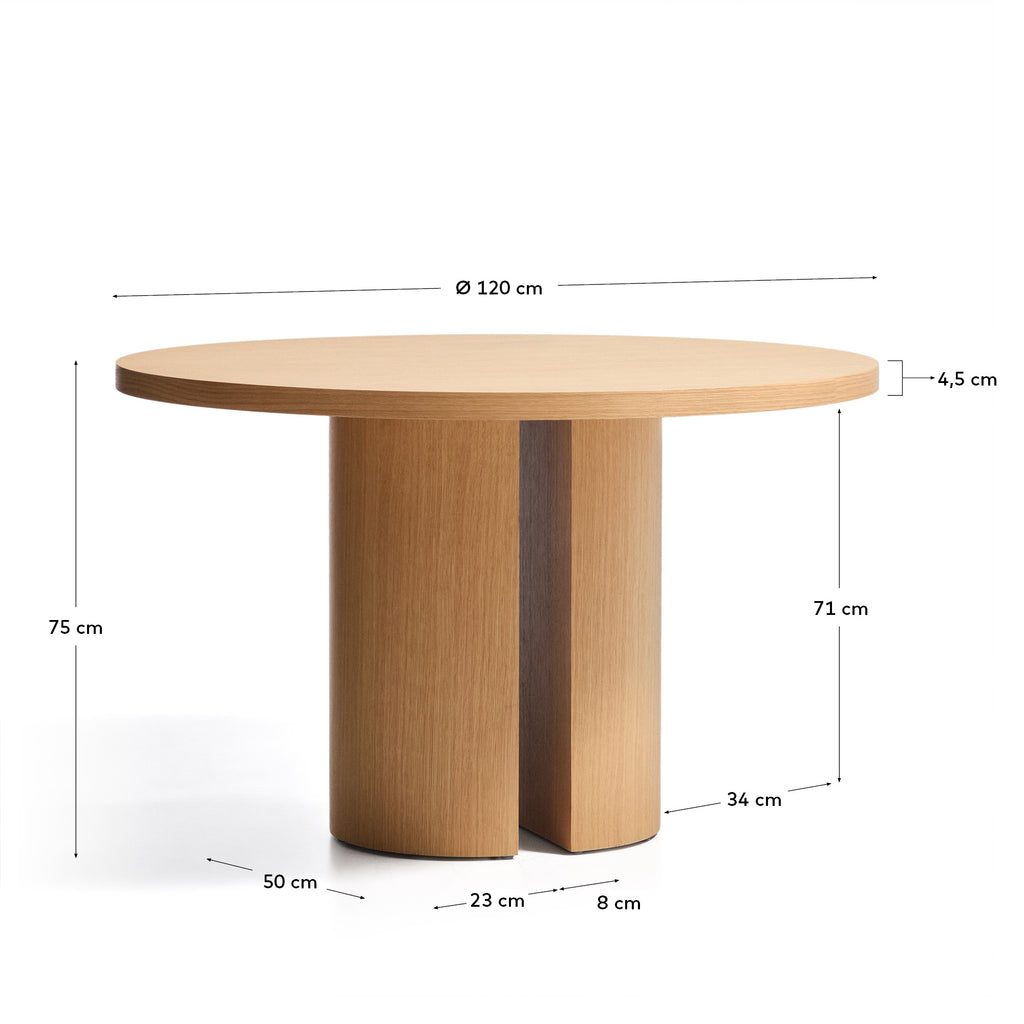 Nealy round table with an oak veneer in a natural finish, Ø 120 cm