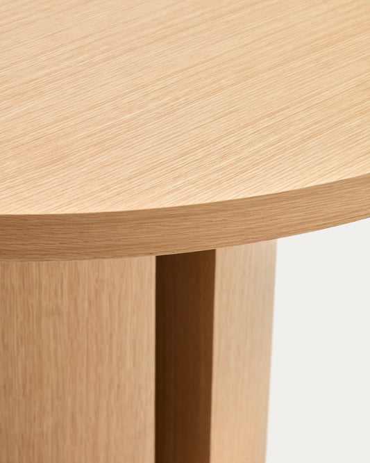 Table ronde Nealy en placage de chêne, finition naturelle Ø 120 cm