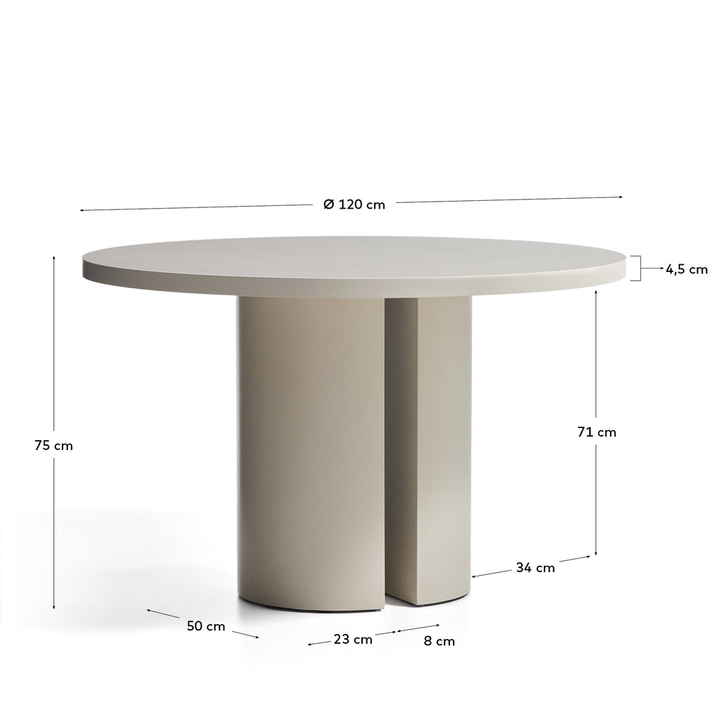 Table ronde Nealy en DM laqué écrue Ø 120 cm