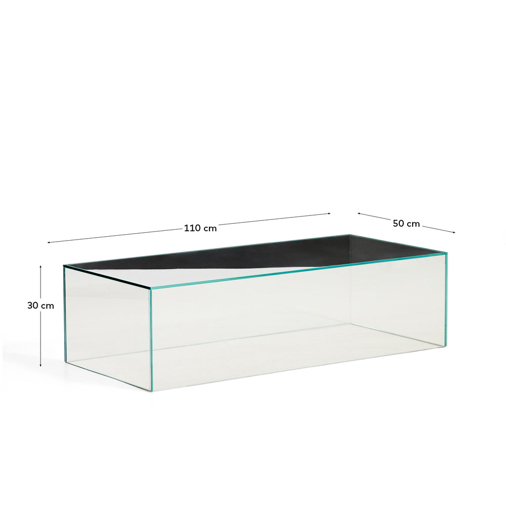 Table basse Orlia en verre trempé transparent 110 x 50 cm