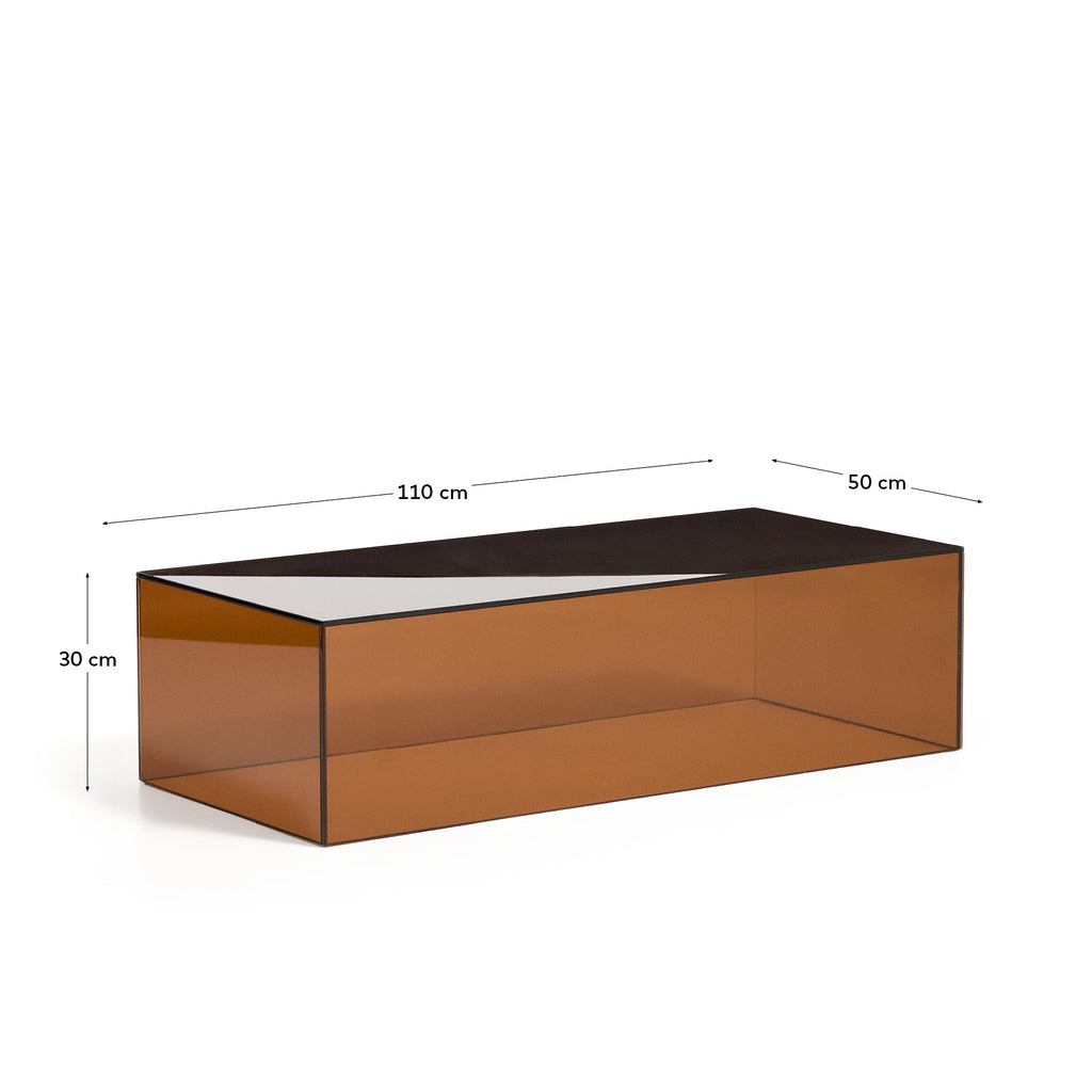 Orlia coffee table in brown tempered glass 110 x 50cm