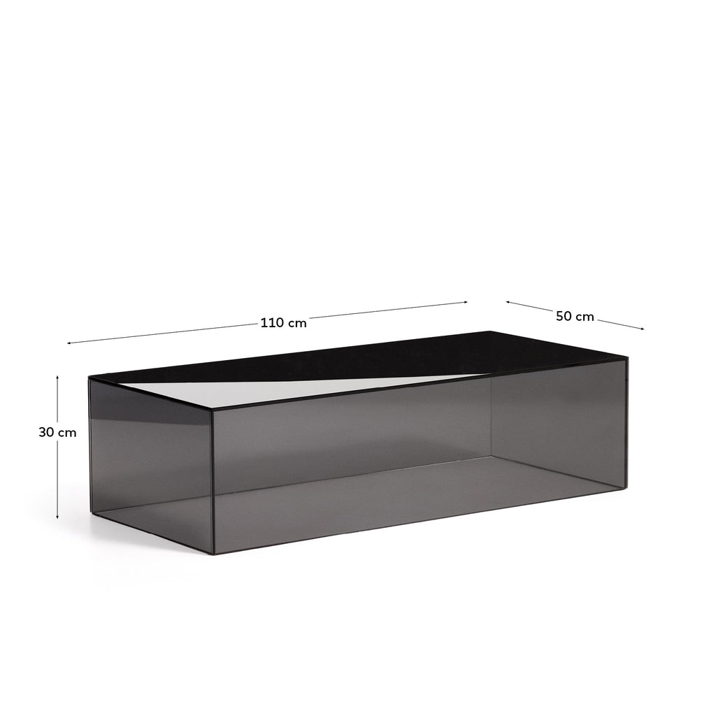 Table basse Orlia en verre trempé gris foncé 110 x 50 cm