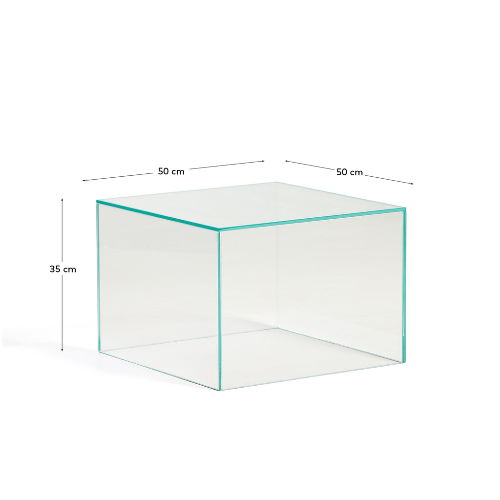 Table auxiliaire Orlia en verre trempé transparent 50 x 50 cm