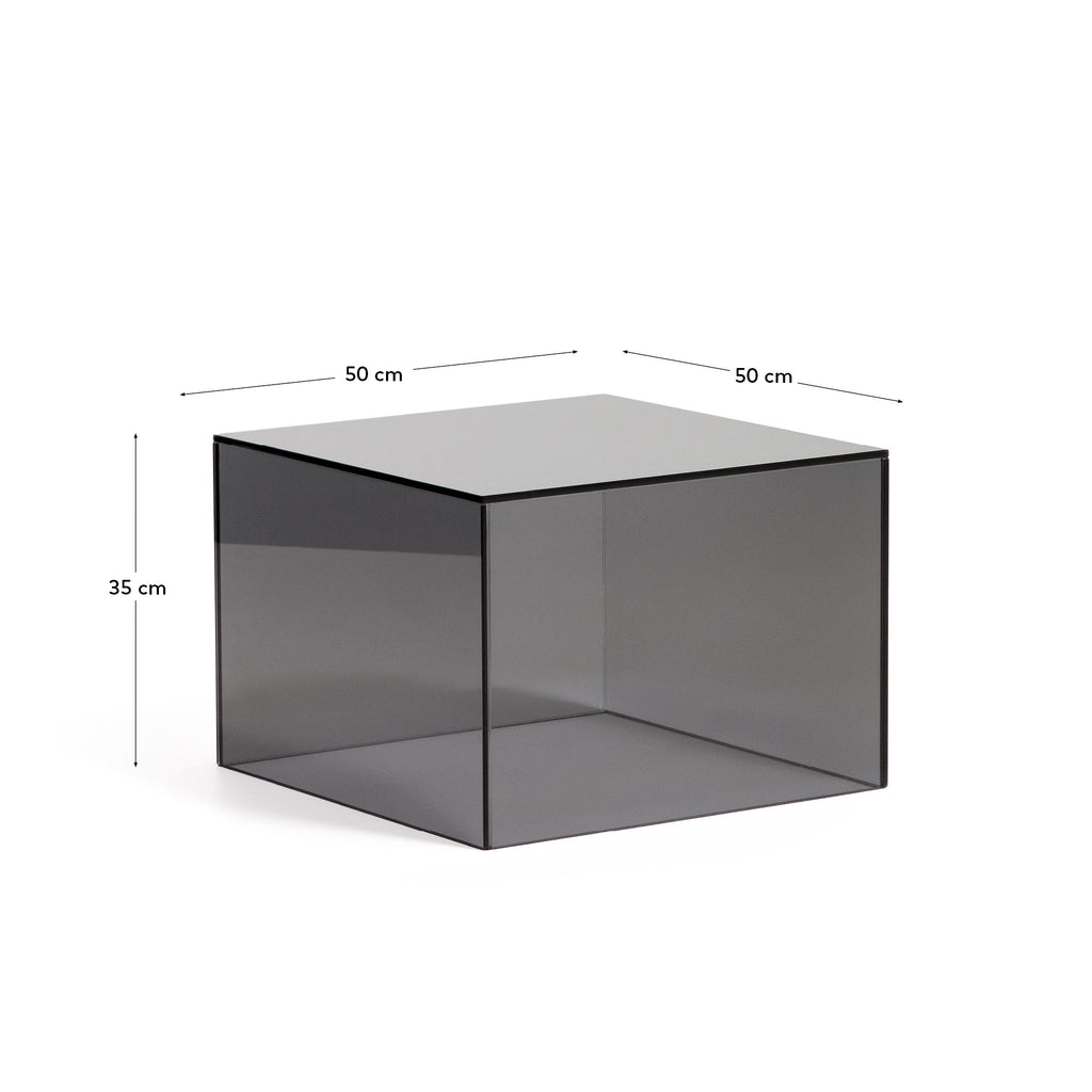 Table auxiliaire Orlia en verre trempé gris foncé 50 x 50 cm