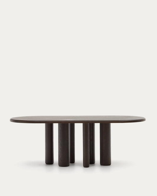 Table ovale Mailen en contre-plaqué de frêne avec finition foncée  Ø 220 x 105 cm