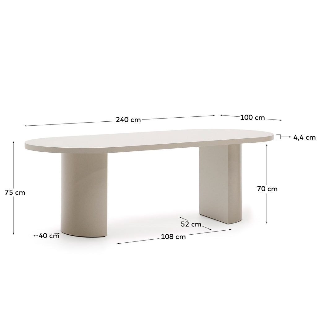 Table Nealy en DM laqué écrue 240 x 100 cm