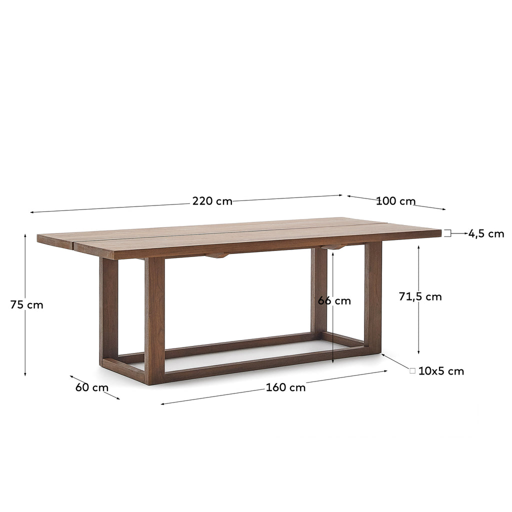 Table Sashi en bois de teck 220 x 100 cm