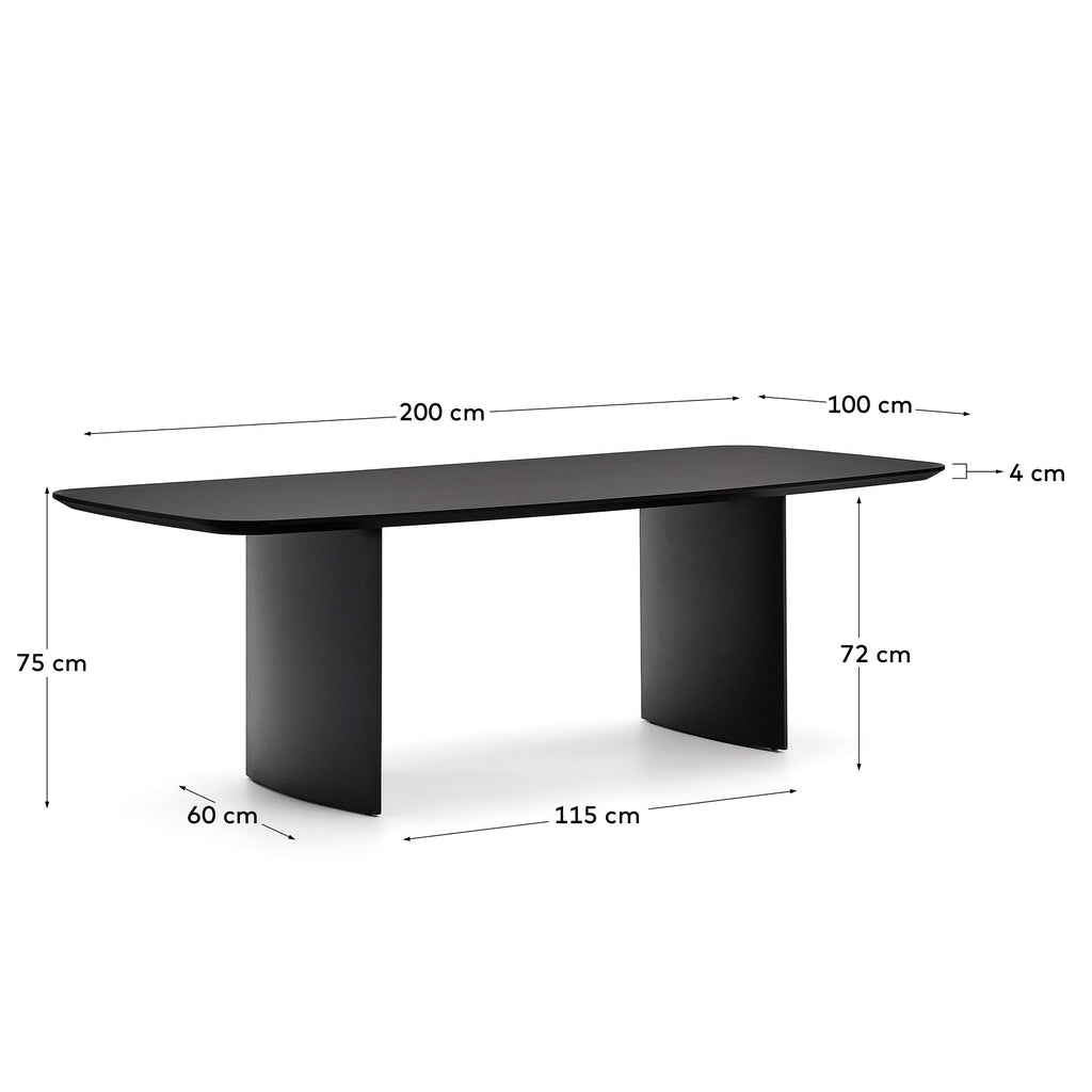 Table Litto en DM laqué noire 200 x 100 cm