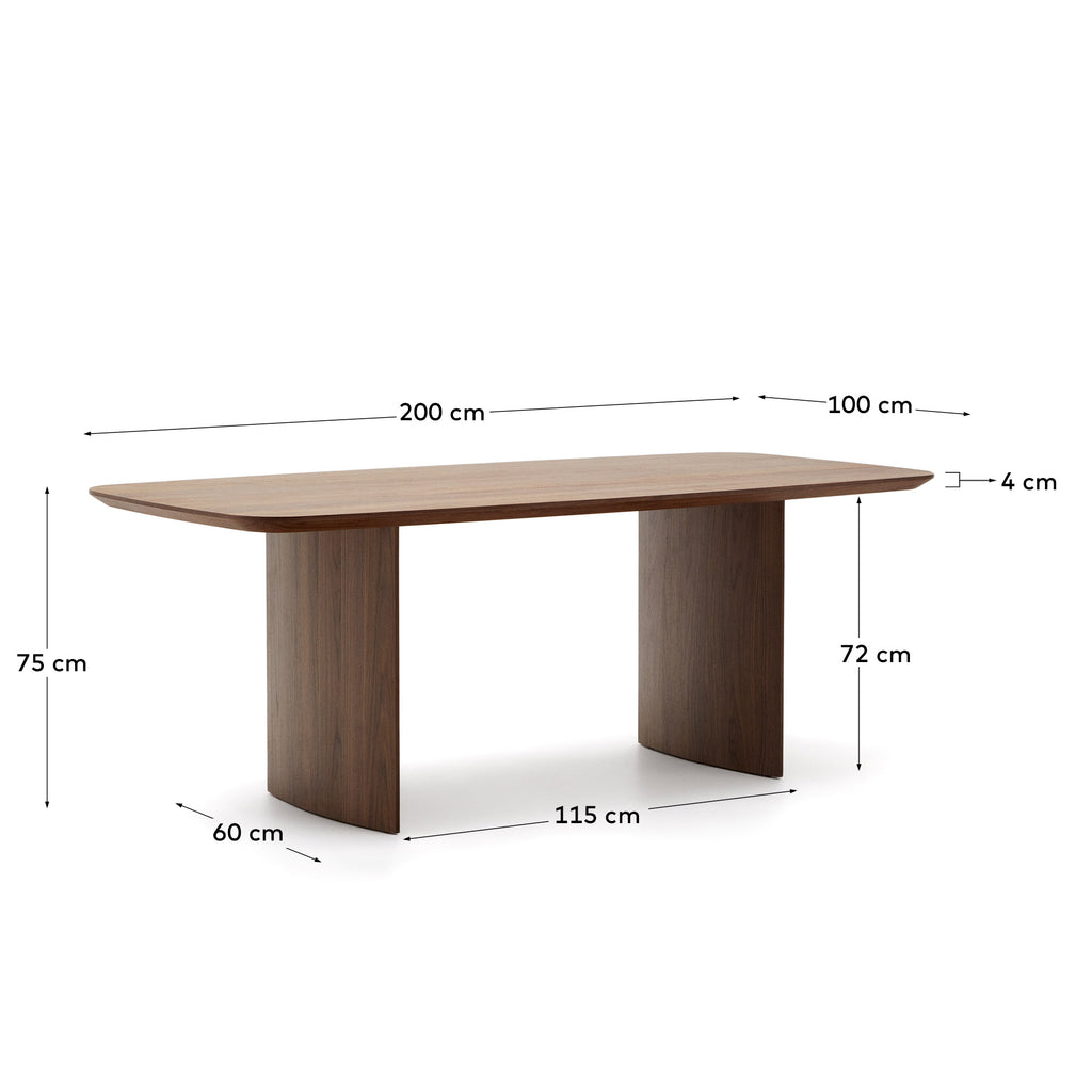Table Litto en placage de noyer 200 x 100 cm
