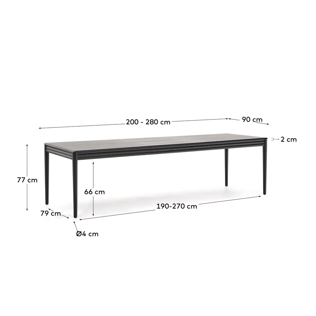 Table extensible Lenon en placage et bois de chêne noir 200(280)x90 cm, FSC Mix Credit