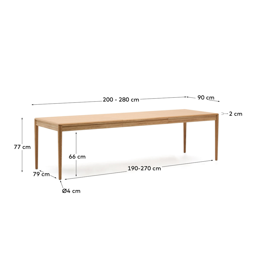Table extensible Lenon placage et bois de chêne FSC MIX Credit natural 200(280)x90 cm
