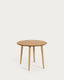 Oqui extendable round table in MDF oak veneer and solid wood legs, 90 (170) x 90 cm