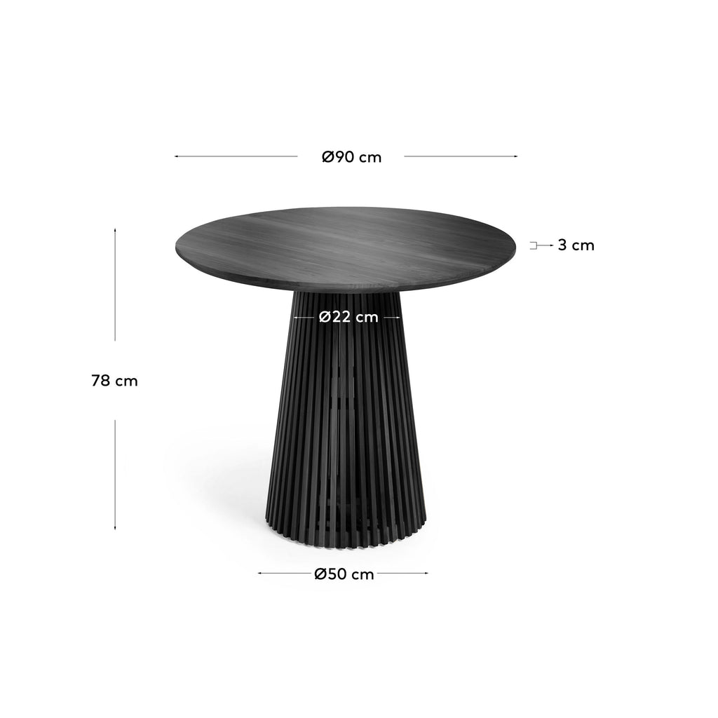 Table ronde Jeanette en bois de Mindy noir Ø 90 cm