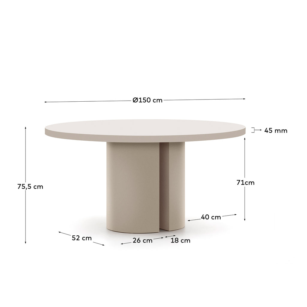 Table ronde Nealy en DM laqué écrue Ø 150 cm