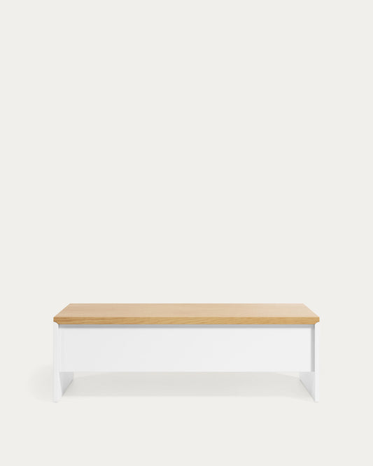 Table basse relevable Abilen en placage de chêne et laqué blanc 110 x 60 cm FSC 100 %