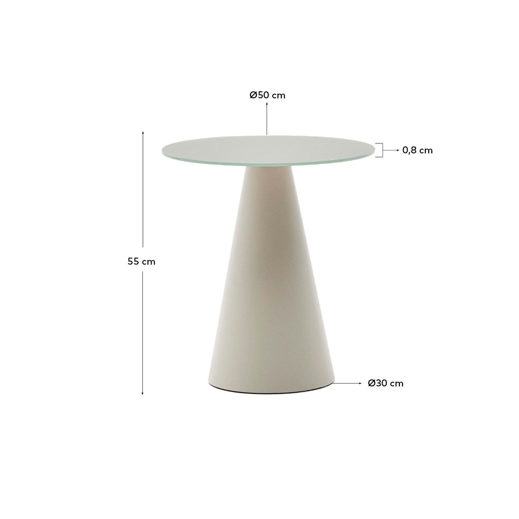 Table d'appoint Wilshire en verre trempé et métal avec finition peinture gris mat Ø 50 cm