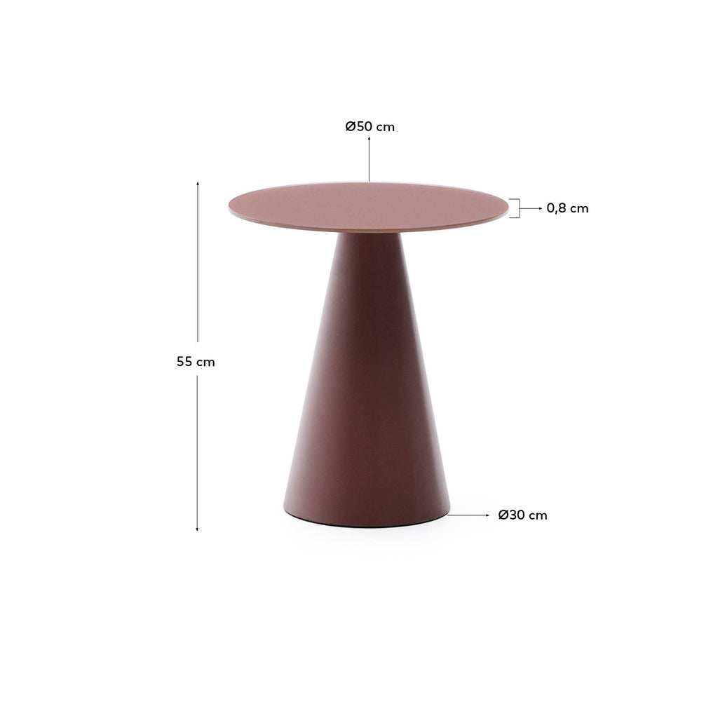 Table d'appoint Wilshire en verre trempé dépoli et acier finition terracotta mat Ø50 cm