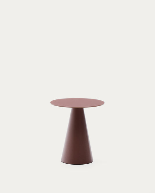 Table d'appoint Wilshire en verre trempé dépoli et acier finition terracotta mat Ø50 cm