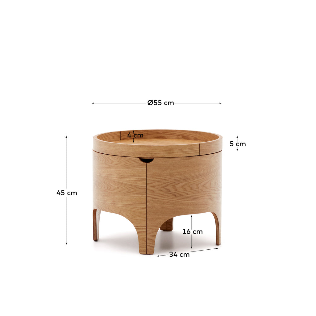 Table de chevet Octavia en contreplaqué de frêne FSC Mix Credit Ø 55 cm