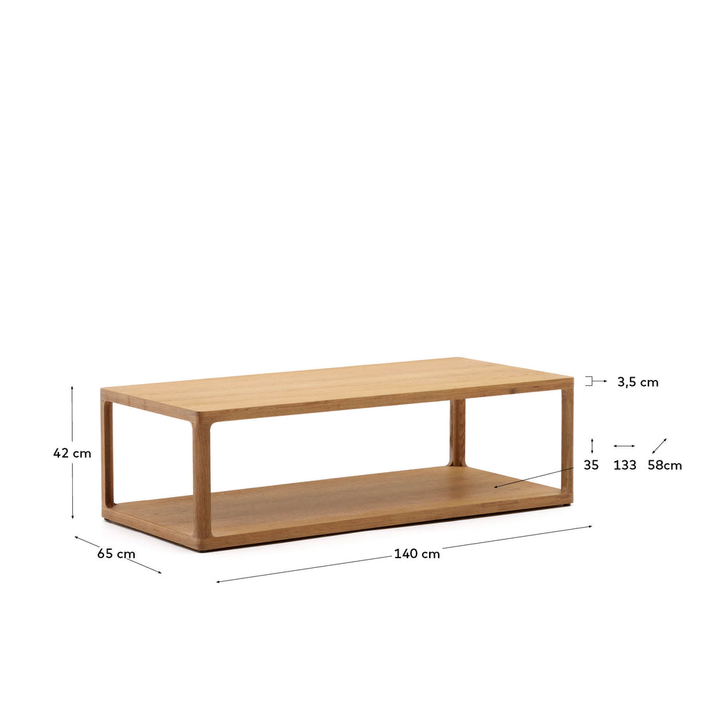 Table basse Maymai en bois de chêne 140 x 65 cm