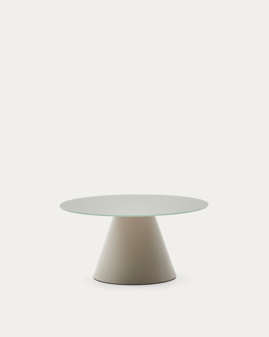 Table basse Wilshire en verre trempé et métal avec finition peinture gris mat Ø 80 cm