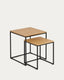 Ensemble 2 tables d'appoint gigognes Yoana en placage de chêne et structure en métal noir