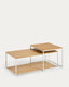 Ensemble de 2 tables basses gigognes Yoana en placage de chêne et structure en métal blanc