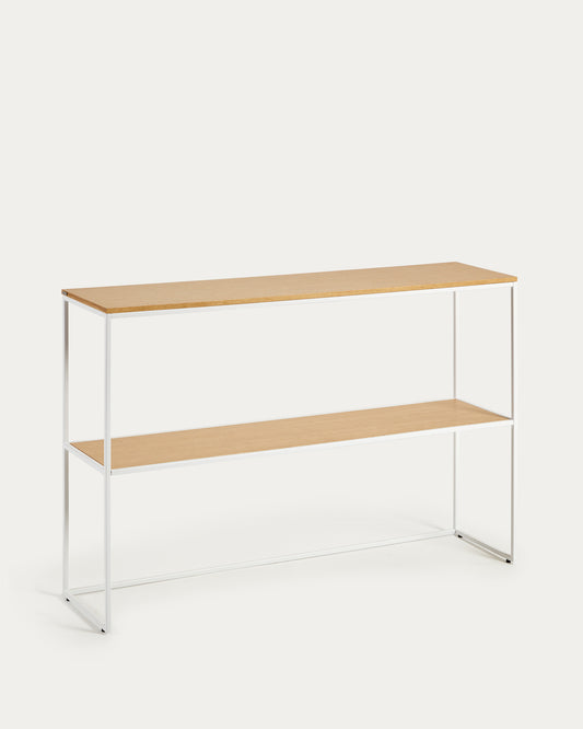 Console Yoana en placage de chêne et structure en métal blanc 120 x 80 cm