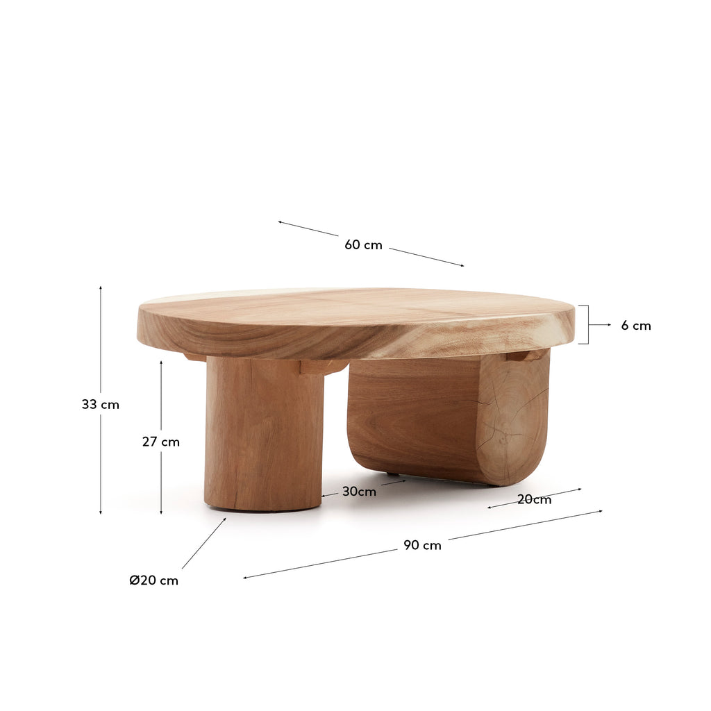Table basse Mosi en bois de mungur Ø 90 x 60 cm