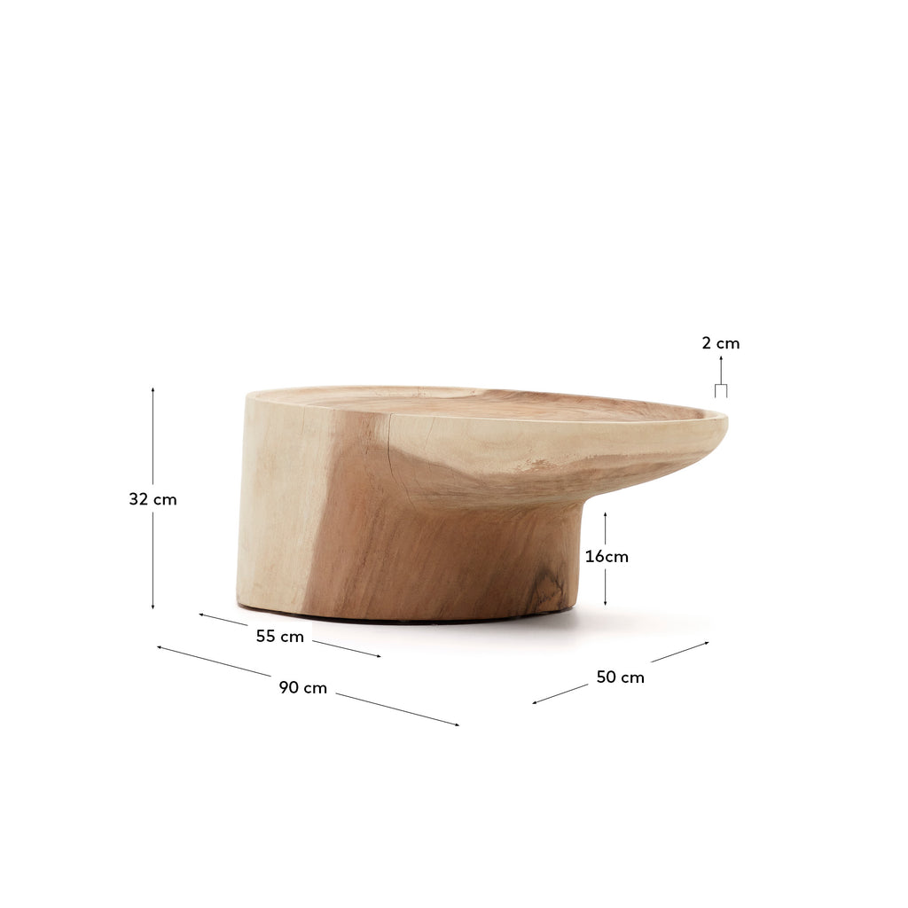 Table basse avec pied Mosi en bois de mungur Ø 90 x 50 cm