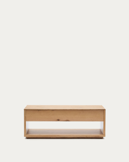 Table basse relevable Alguema en placage de chêne finition naturelle 120 x 60 cm