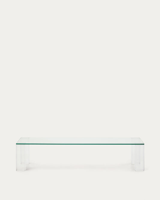 Table basse Adularia en verre trempé transparente 140 x 60 cm