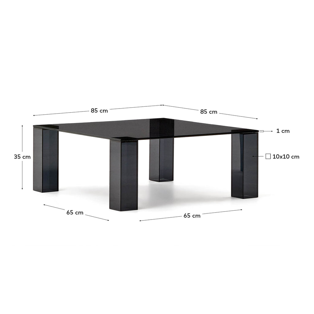 Table auxiliaire Adularia en verre trempé gris foncé 85 x 85 cm