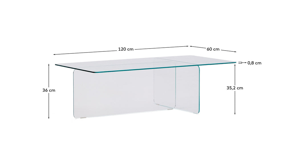 Table basse Zaren en verre trempé transparent 120 x 60 cm