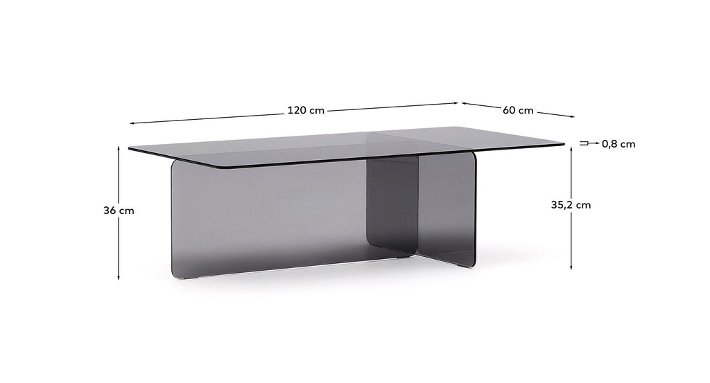 Table basse Zaren en verre trempé gris 120 x 60 cm