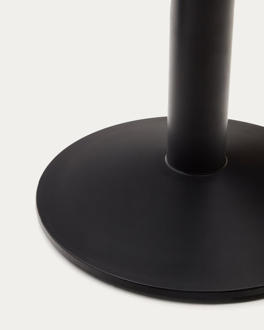 Table ronde Esilda mélamine finition naturelle et pied en métal avec finition peinte noire Ø70x70 cm