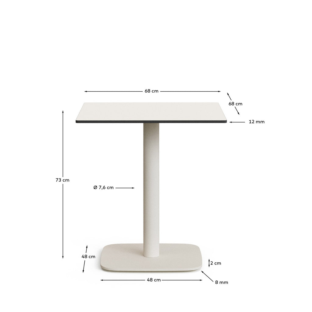 Table d'extérieur Dina blanco avec pied en métal et finition peinte blanche  68 x 68 x 70 cm