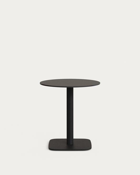 Table ronde d'extérieur Dina negro avec pied en métal et finition peinte noire  Ø 68x70 cm
